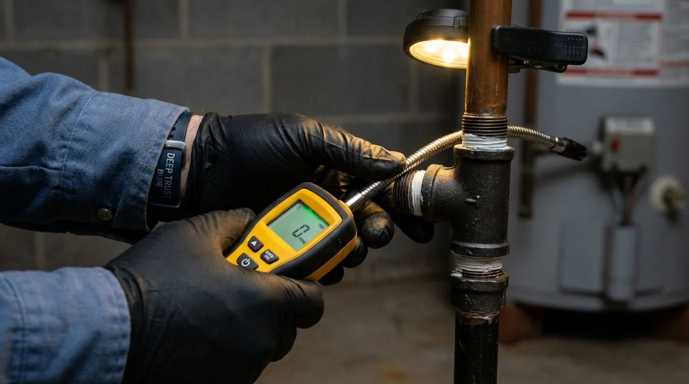 Gas leak detection with electronic sniffer by Johns Plumbing LLC in Pineville